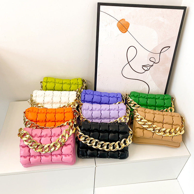 Pleated Checkered Crossbody Small Square Bag