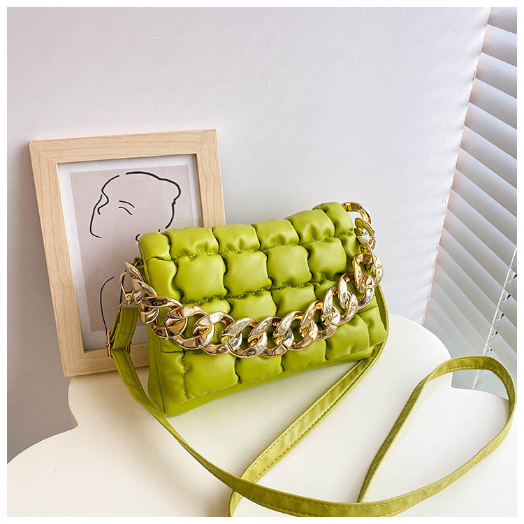 Pleated Checkered Crossbody Small Square Bag