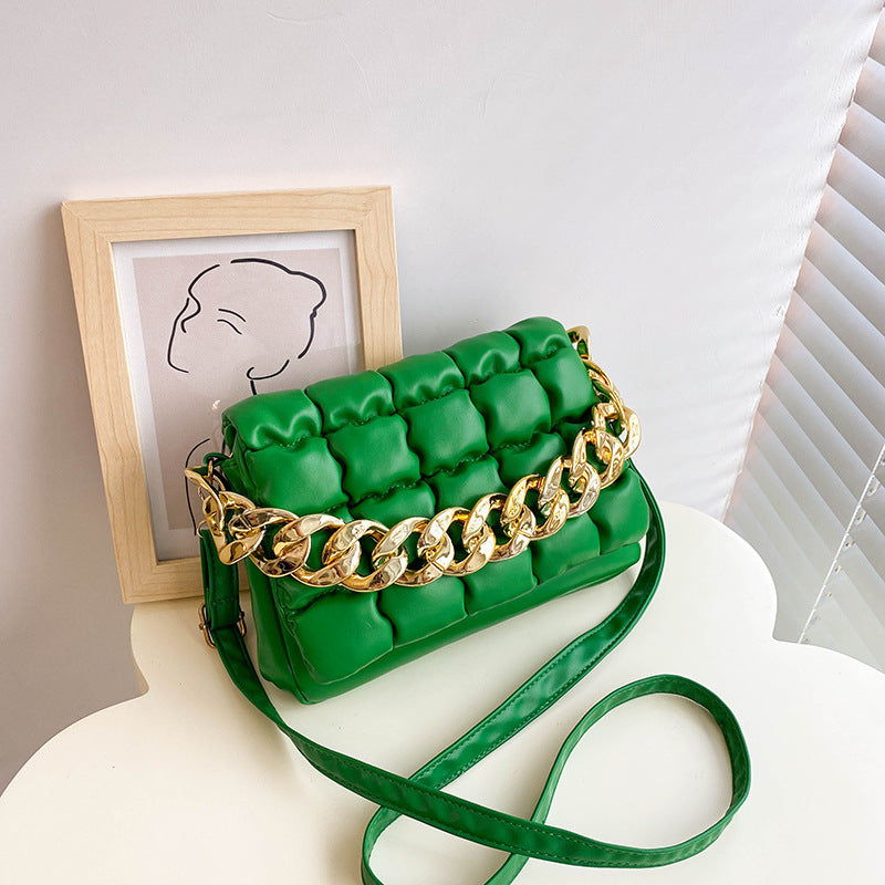 Pleated Checkered Crossbody Small Square Bag