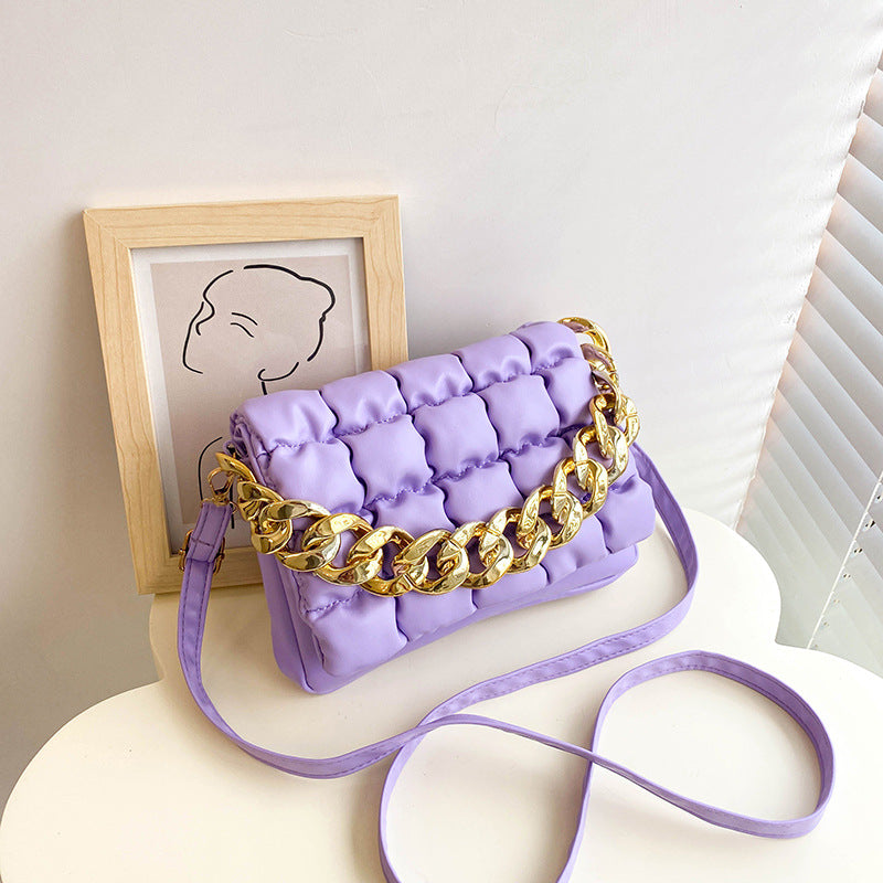 Pleated Checkered Crossbody Small Square Bag