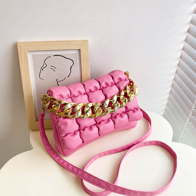 Pleated Checkered Crossbody Small Square Bag