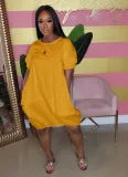 Bubble Sleeve Pullover Lantern Dress