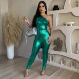 Slash Shoulder Sleeveless Tight Jumpsuit