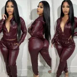 Long Sleeve Zipper Hoodies Sport 2 Piece Pants Set