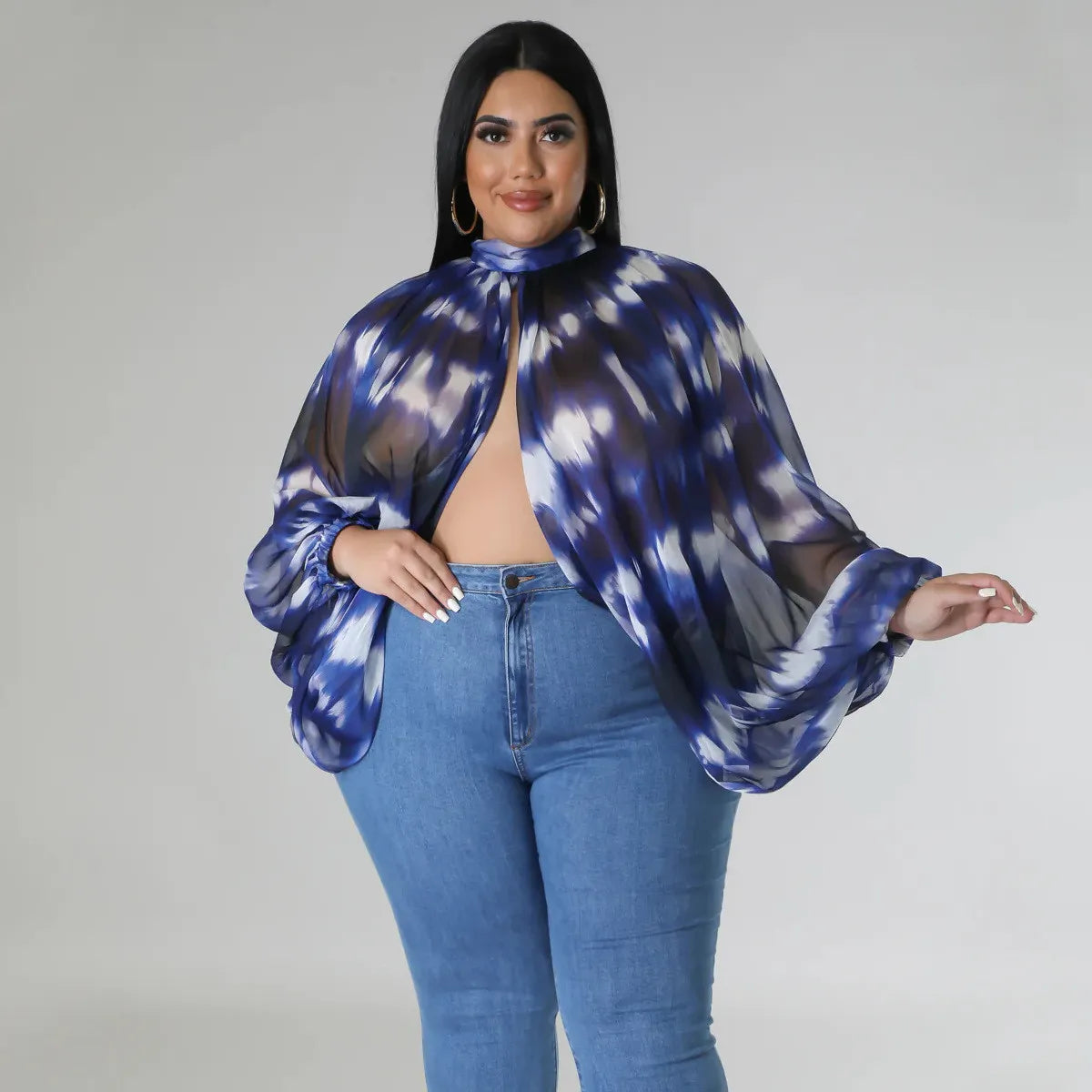 Print Tie Up Chiffon Tops