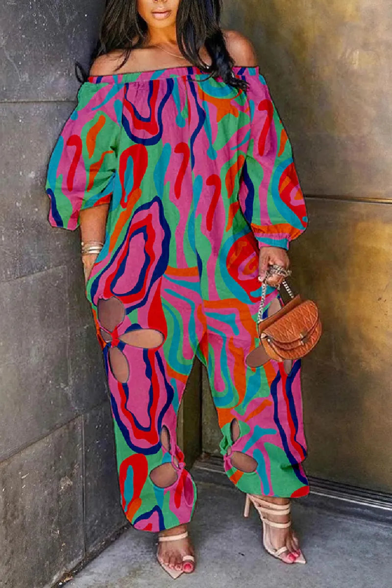Off the Shoulder Plus Size Jumpsuits