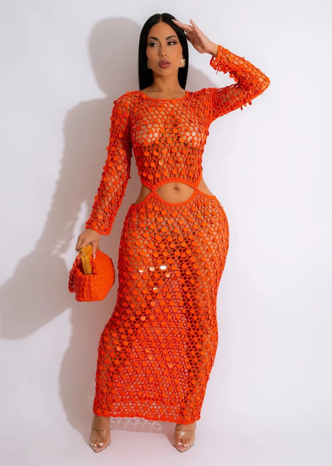Cut-Out Sequin Beach Dress