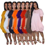 Bubble Sleeve Pullover Lantern Dress