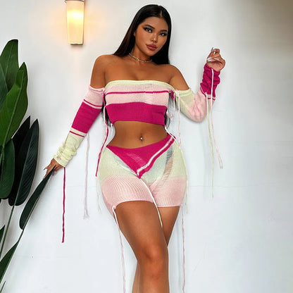 Sexy Tube Top High Waist Shorts Set