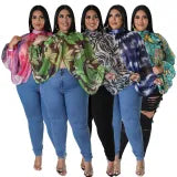 Print Tie Up Chiffon Tops