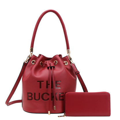 The Bucket Draw String Hobo -Shoulder Bag with Wallet