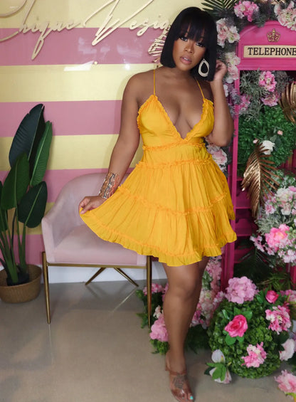 Sexy Backless Spaghetti Strap Mini Dress