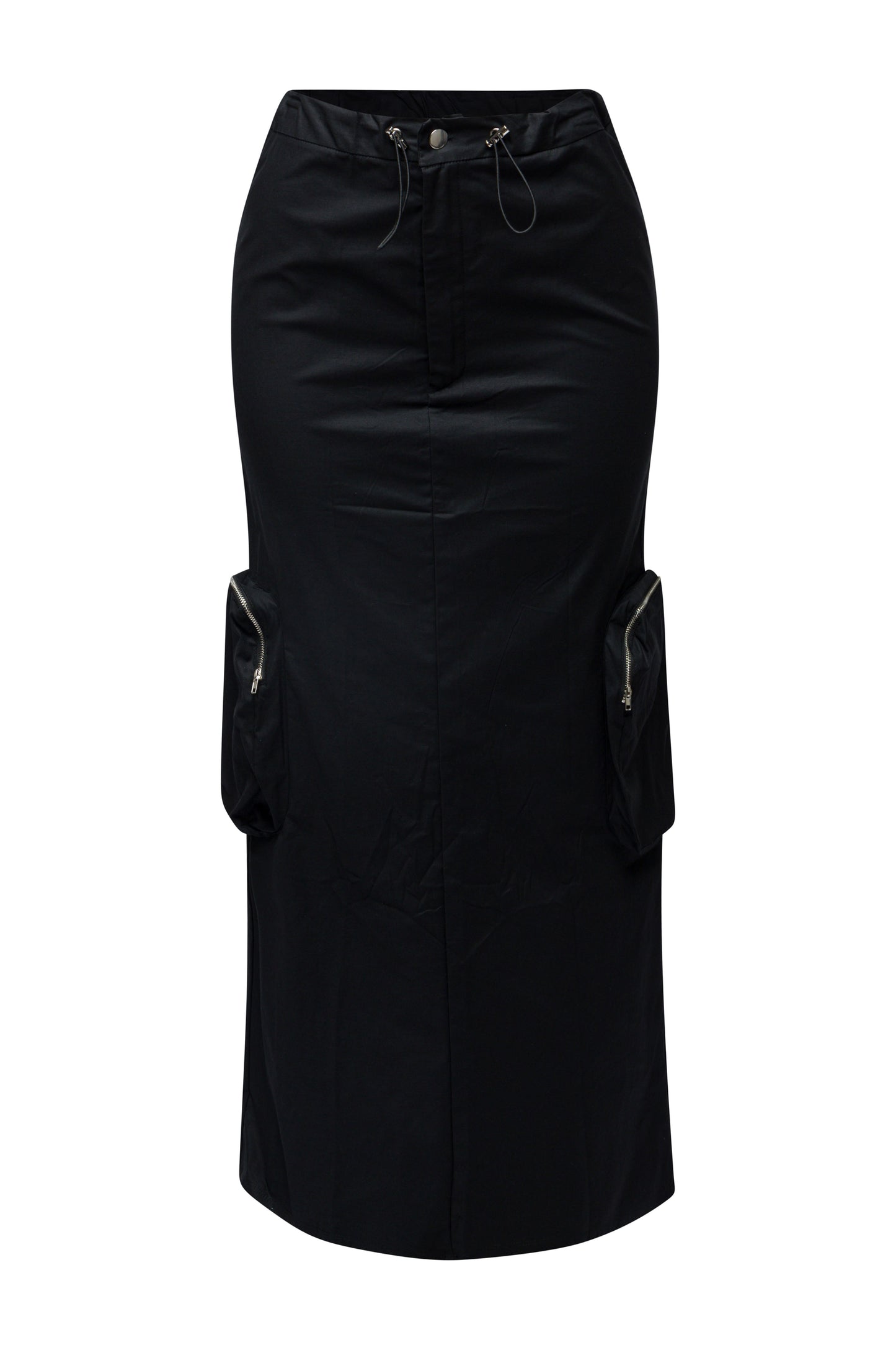 Side zippered pocket maxi cargo skirt