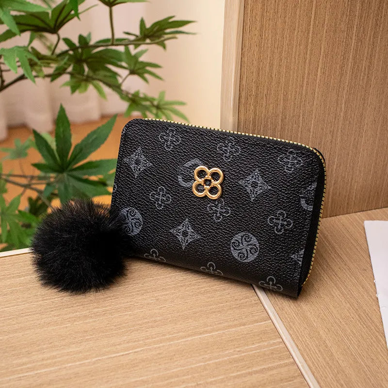 Love Star Four-Leaf Clover Print Card Slot Short Wallet