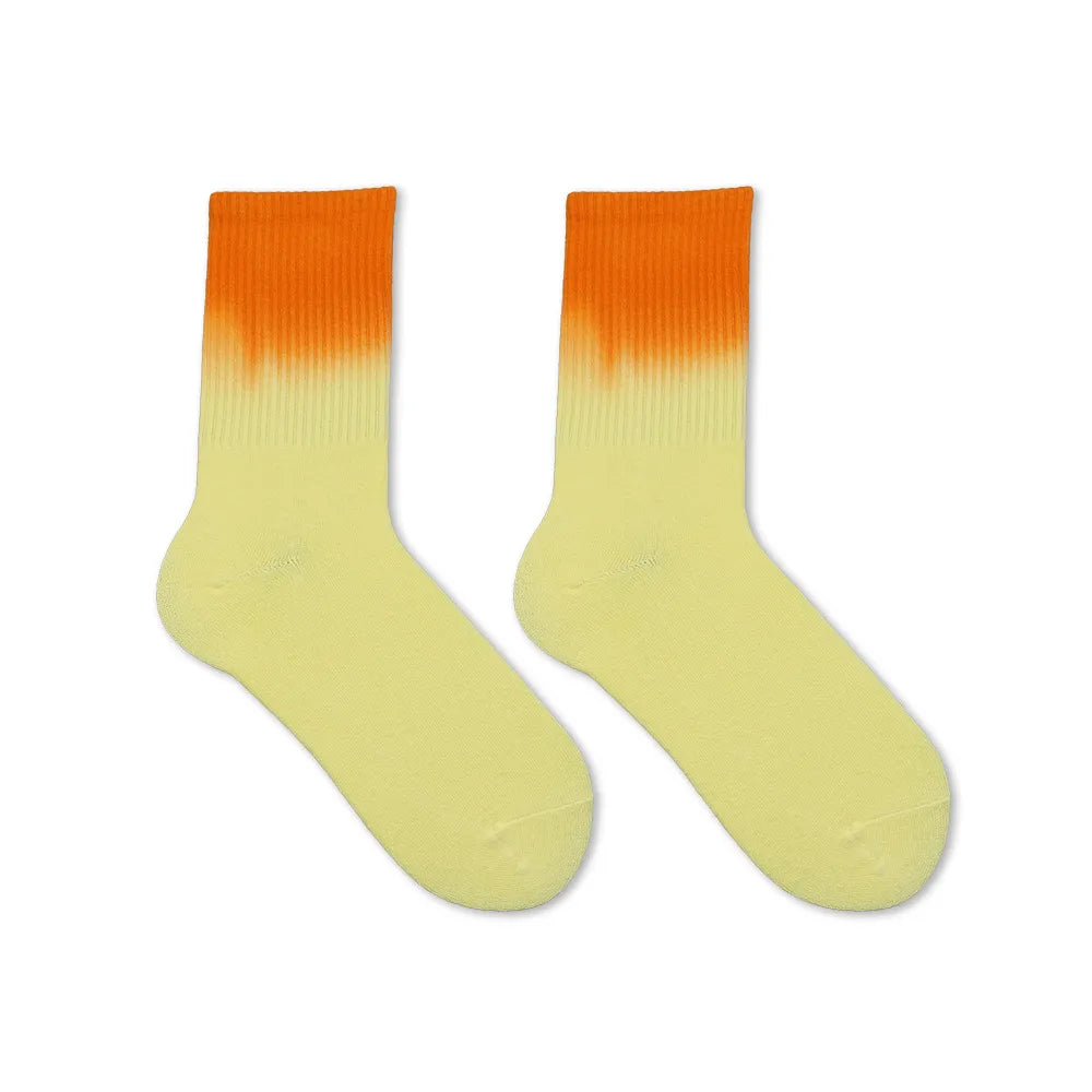 Women Fashion Rainbow Gradient Tie-Dye Mid-Tube Multicolor Socks