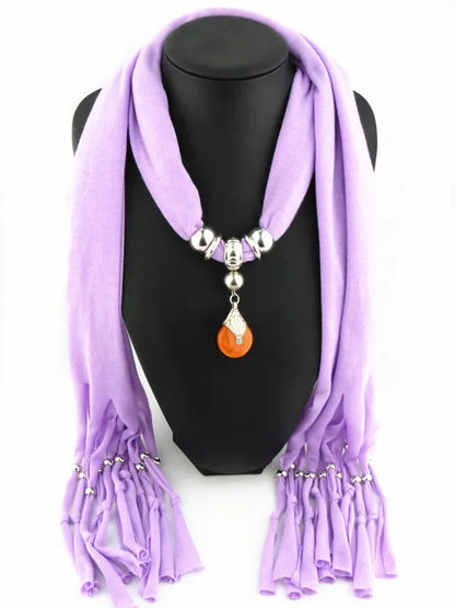 Women Vintage Tassels Pendant Design Necklace Scarf