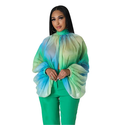Long Sleeve Chiffon Blouse