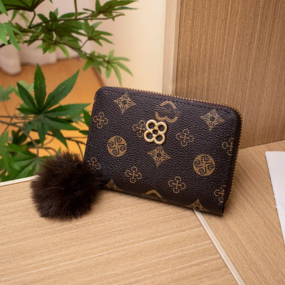 Love Star Four-Leaf Clover Print Card Slot Short Wallet