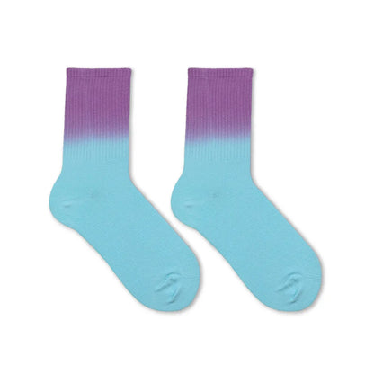 Women Fashion Rainbow Gradient Tie-Dye Mid-Tube Multicolor Socks