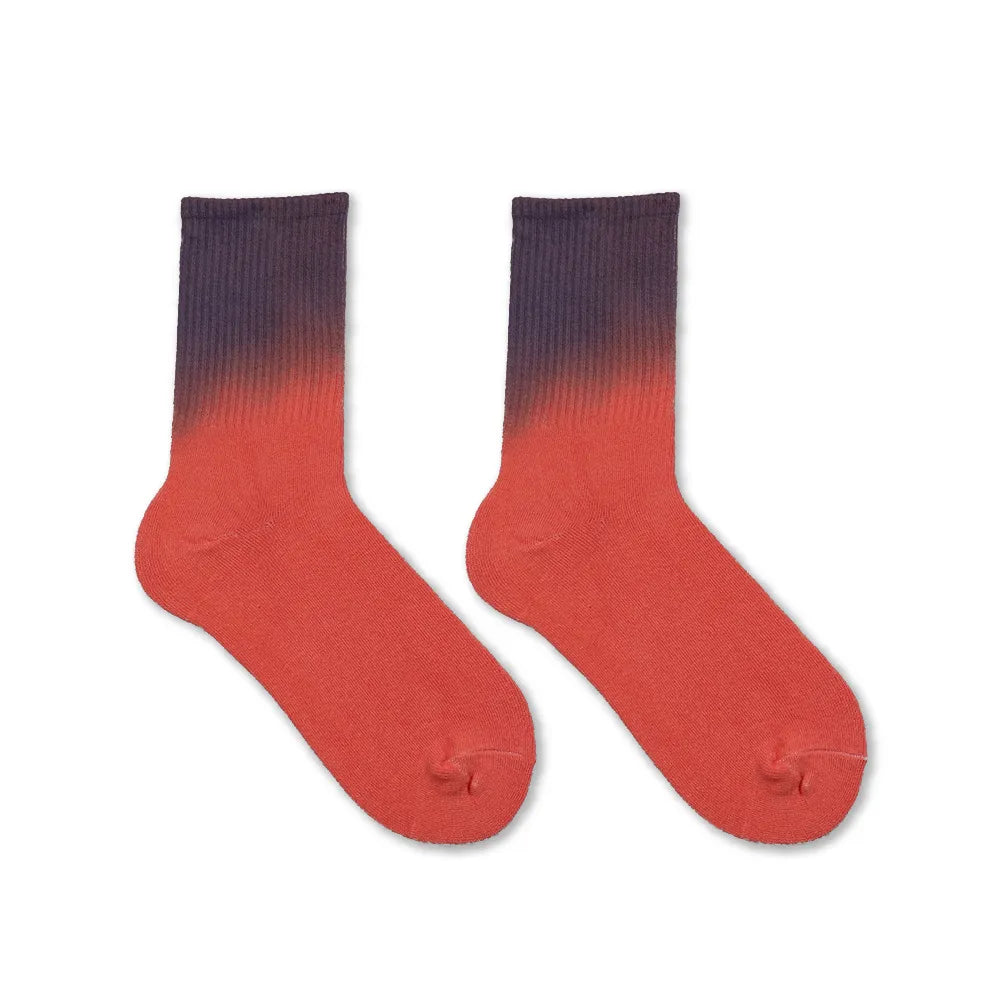 Women Fashion Rainbow Gradient Tie-Dye Mid-Tube Multicolor Socks