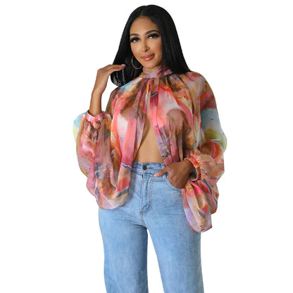 Long Sleeve Chiffon Blouse