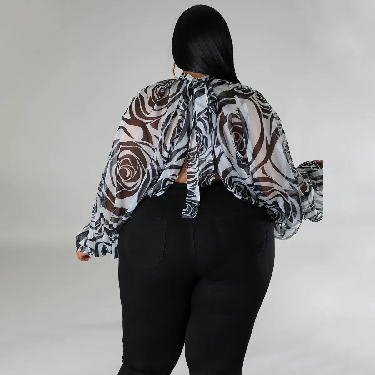 Print Tie Up Chiffon Tops