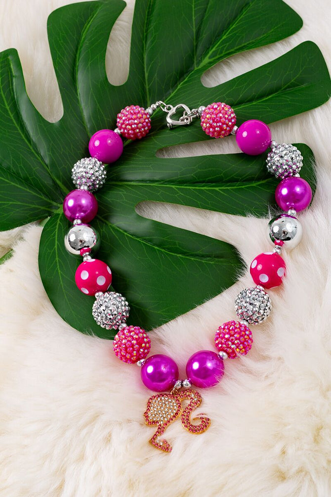 MULTI-COLOR & TEXTURE BUBBLE NECKLACE W/PENDANT. 3PCS