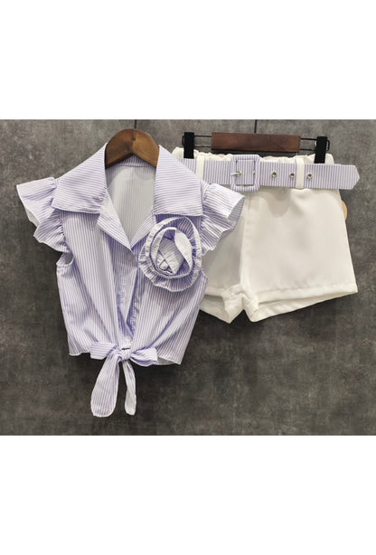 Shirt + shorts set with matching belt