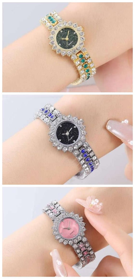 Rhinestone  Starry Dial Design Women Wrist Watch