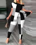 Slit Tops and Pants Two Piece Set