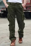 Casual Pocket Straight Solid Color Pants