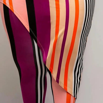 Fuchsia Striped Top Leggings Set