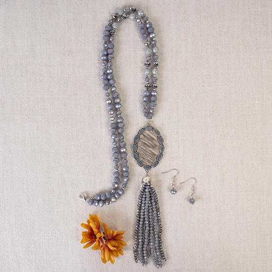 Beaded Tassel Necklace Set