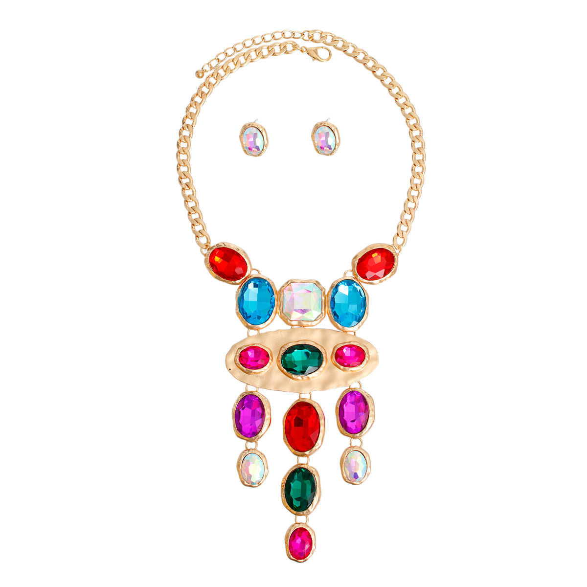 Pendant Necklace Multi Oval Crystal Set for Women
