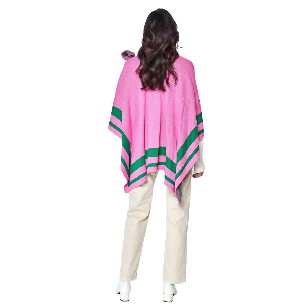 AKA Pink Green Shoulder Ruana