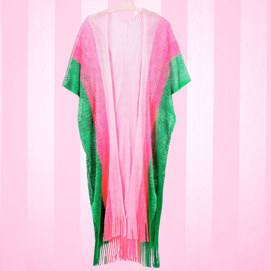 Kimono Lurex Stripe Pink and Green for Women