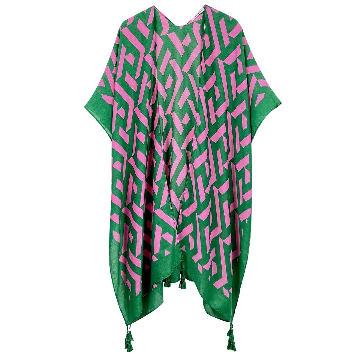 Kimono Geo Print Pink and Green for Women
