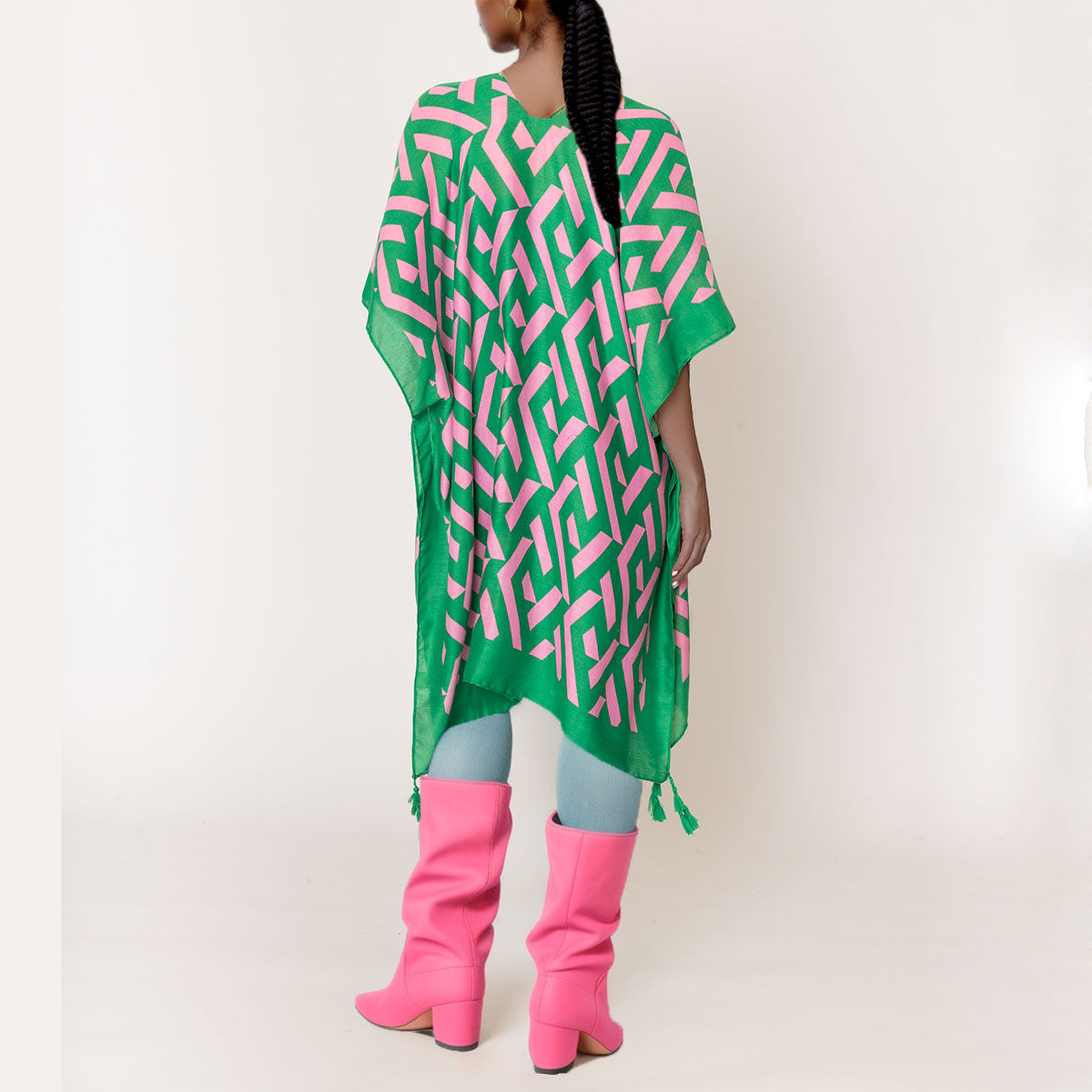 Kimono Geo Print Pink and Green for Women