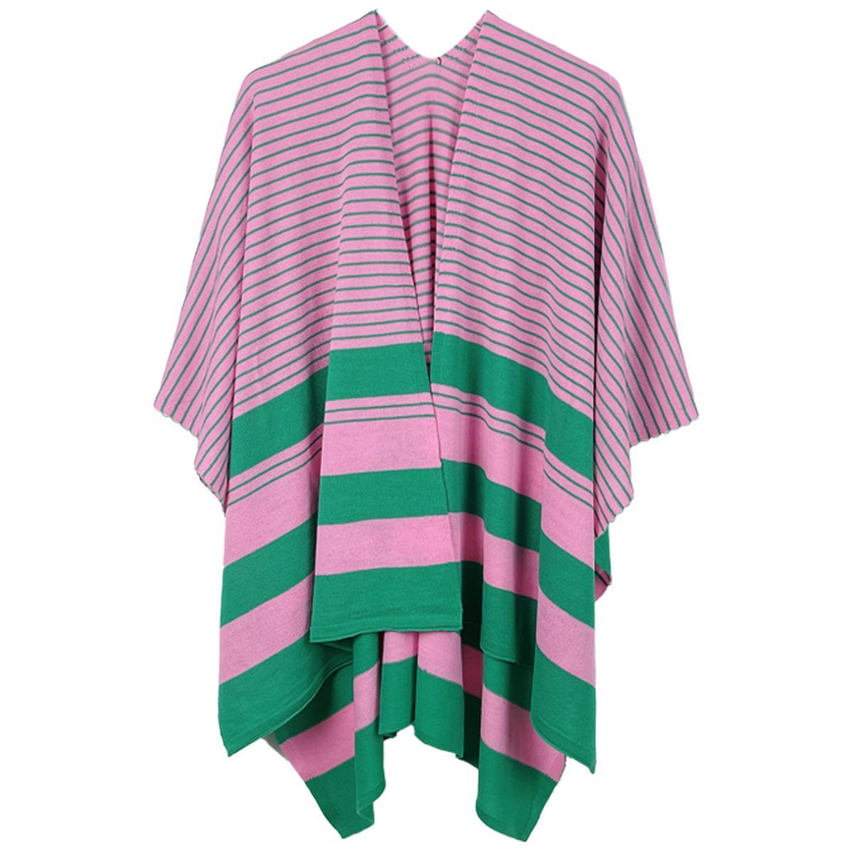Ruana Kimono Striped Pink and Green for Women