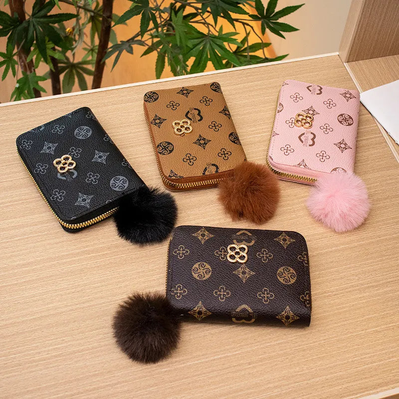Love Star Four-Leaf Clover Print Card Slot Short Wallet