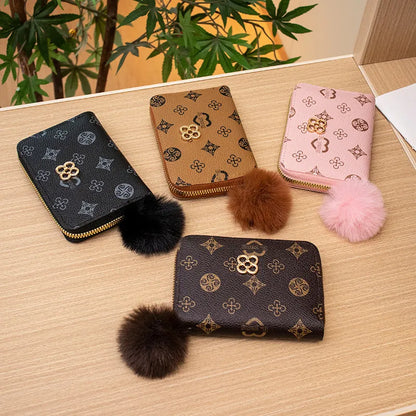 Love Star Four-Leaf Clover Print Card Slot Short Wallet