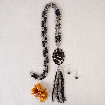 Beaded Tassel Necklace Set