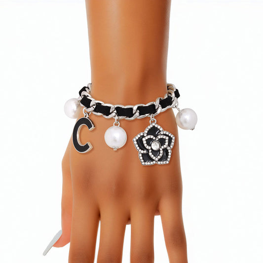 Bracelet Silver Luxe Black Charm Chain for Women