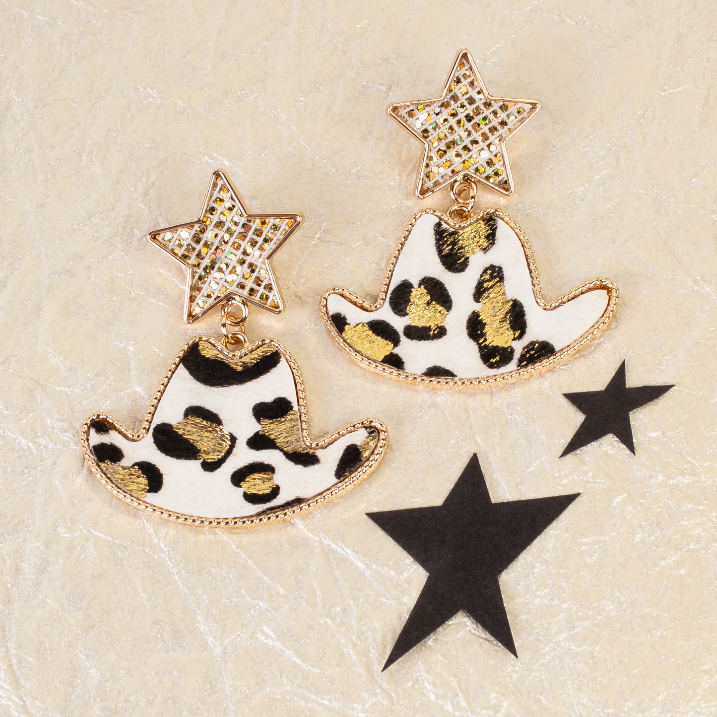 Faux Animal Cowboy Hat Earrings