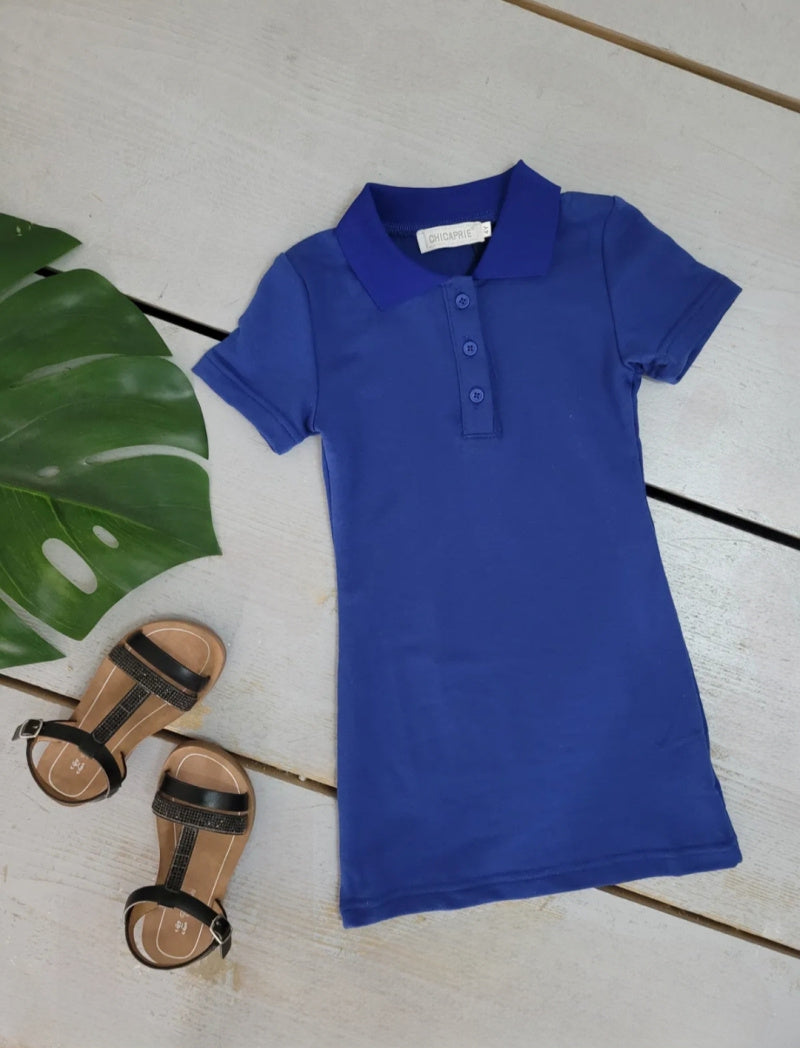 Girls' Short Plain T-Shirt Dress Tennis Style