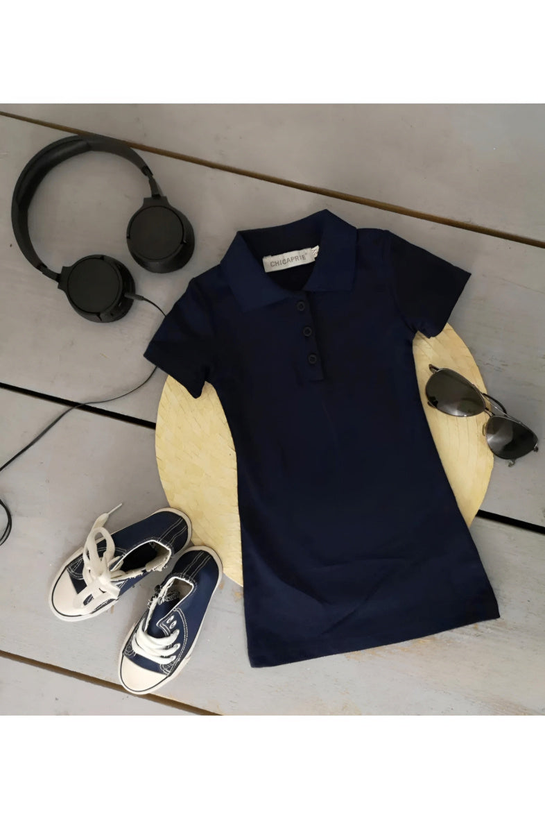 Girls' Short Plain T-Shirt Dress Tennis Style