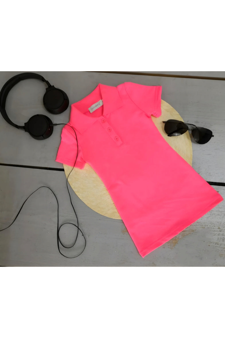 Girls' Short Plain T-Shirt Dress Tennis Style