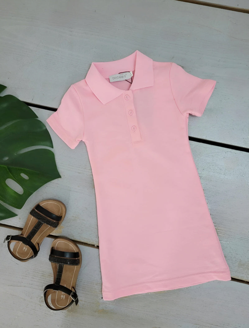 Girls' Short Plain T-Shirt Dress Tennis Style