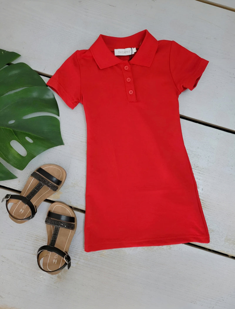 Girls' Short Plain T-Shirt Dress Tennis Style