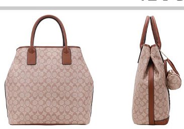 3-IN-1 Expandable Oval Print Tote / W Small Satchel Wallet Set